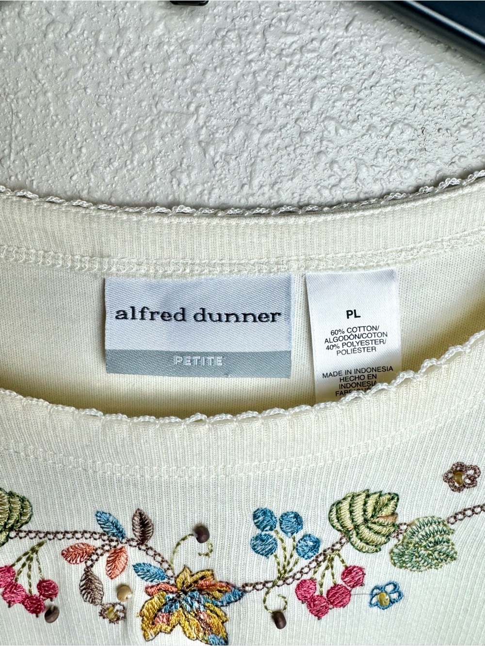 Alfred Dunner Autumn Fall Harvest Leaves Embroidered Vintage Top Women’s Size PL - Picture 3 of 5